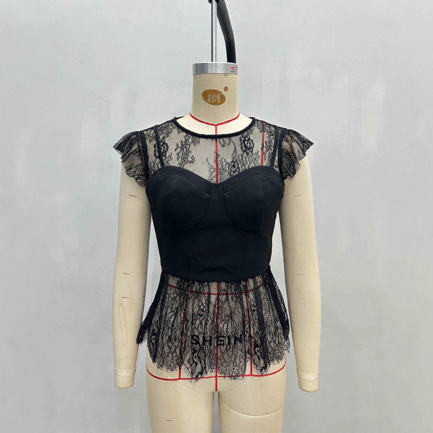 Chic Patchwork Lace-trimmed Sleeveless Top