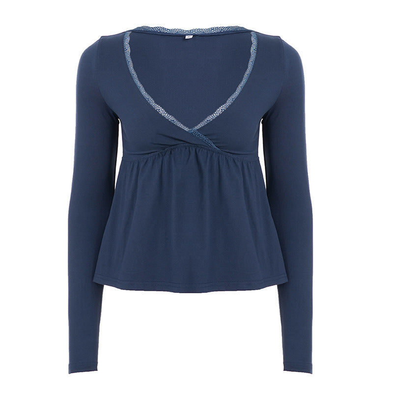 Pure Hot Girl Lace V-neck T-shirt