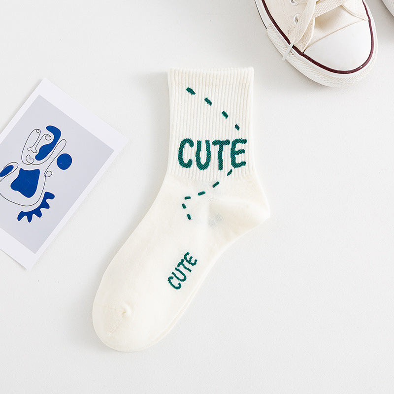 Women's Medium Length Cartoon Jacquard Socks