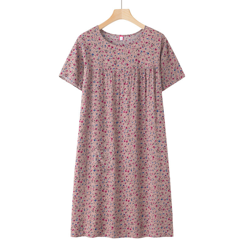 Women's Thin Loose Cotton Silk Short-Sleeve Dress