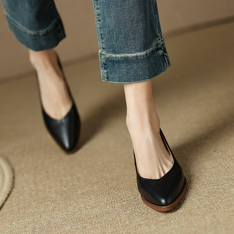 Womens Sheepskin Low-cut Heels