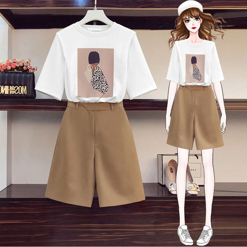 Fashionable T-shirt And Shorts Set Two Pieces