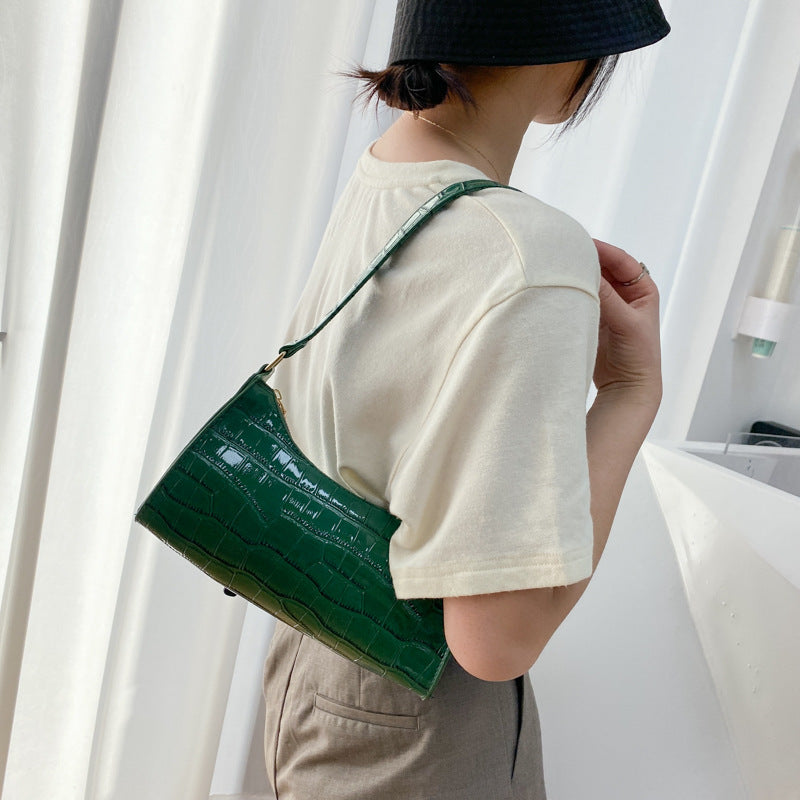 Embossed Underarm Stone Pattern Candy Color Shoulder Bag