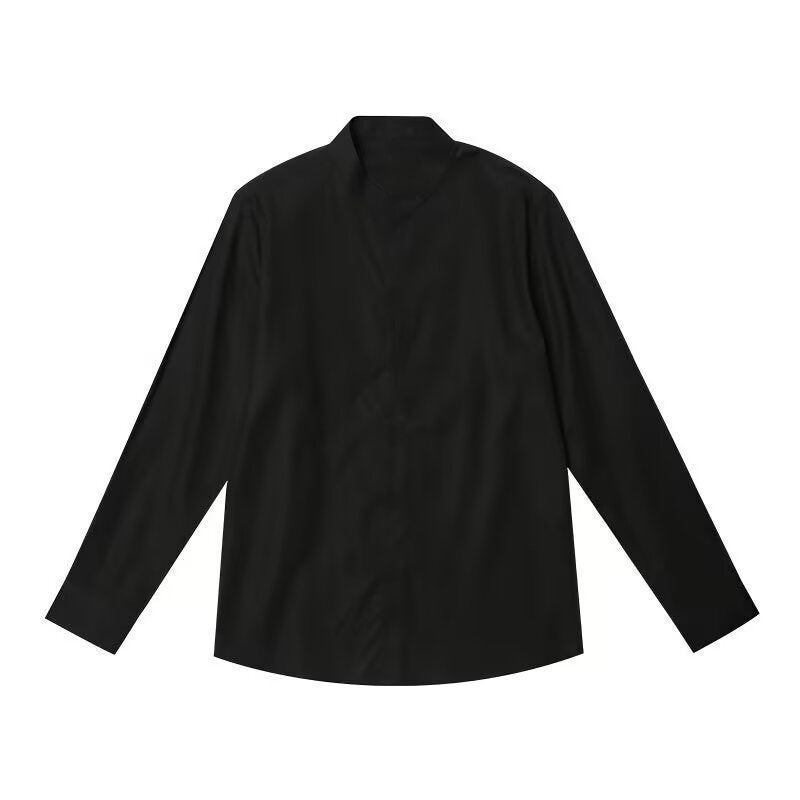 Casual Chinese-style Artistic Long-sleeve Mandarin-collar Shirt