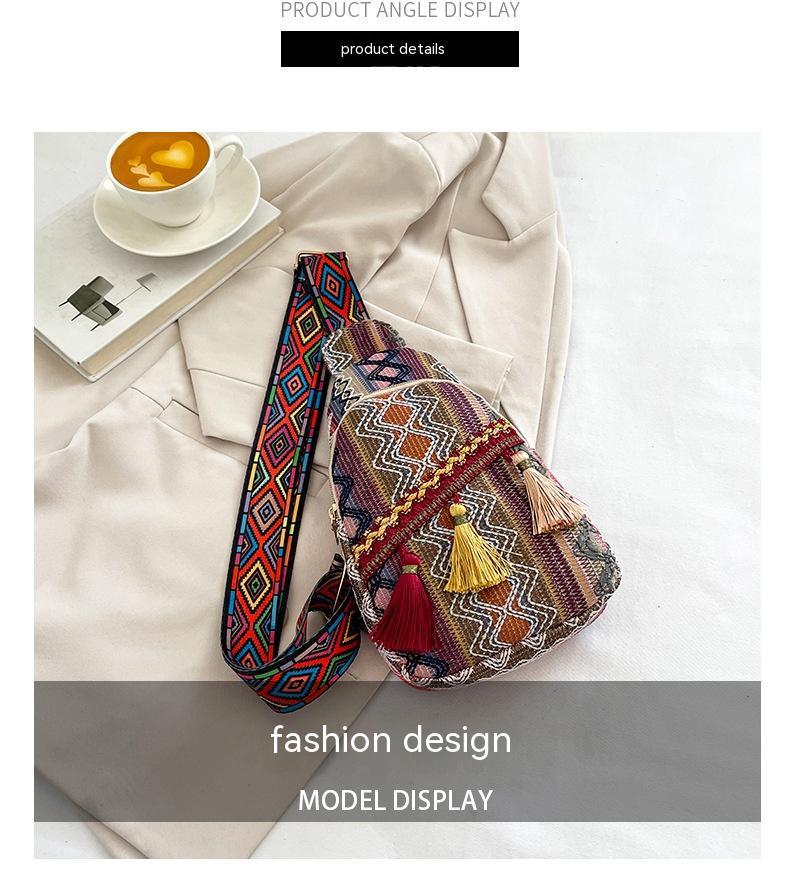 Shoulder Messenger Bag Internet Celebrity Minimalist Ethnic Style Small Bag Textured Chest Bag Women's Bag