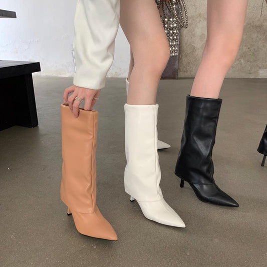 Women's Boots Straight Spring And Autumn New Pointed Toe
