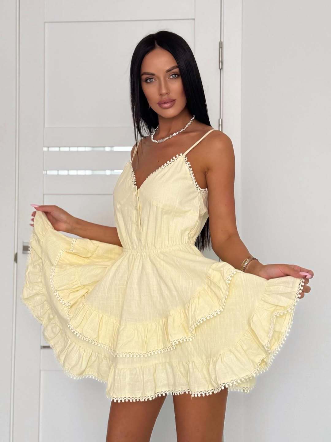 White Lace Panelled Slip Base-Layer Dress