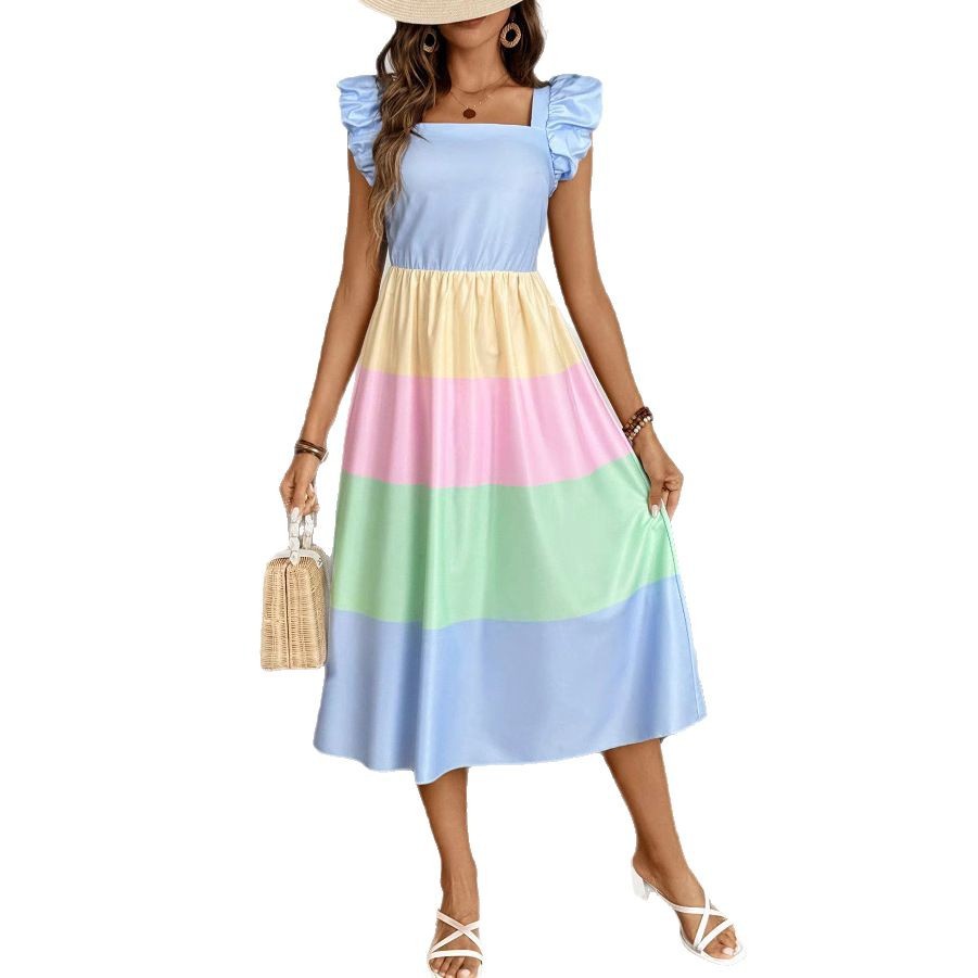 Womens Patchwork Everyday Resort Dress