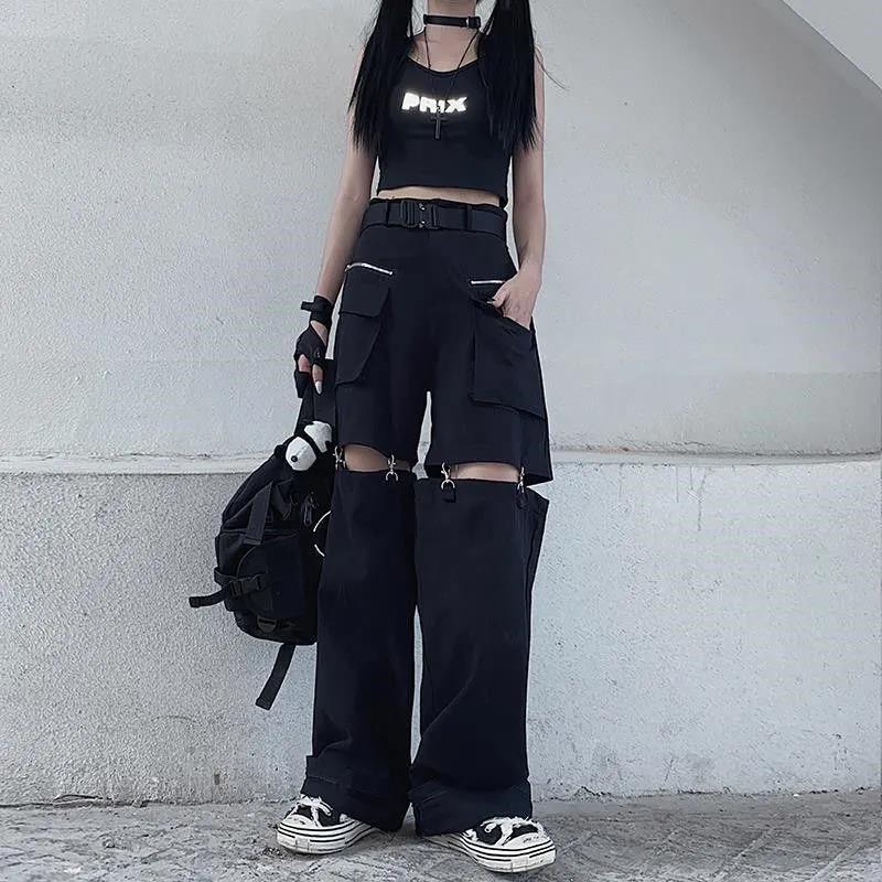 Black Casual Pants Female Student Loose Blast Street Loose Wide Leg Pants Drape Feeling