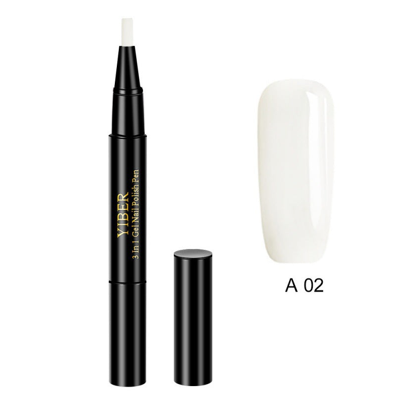 5pcs Nail Polish Pen 3 In 1 One Step Glue Pen Multicolor