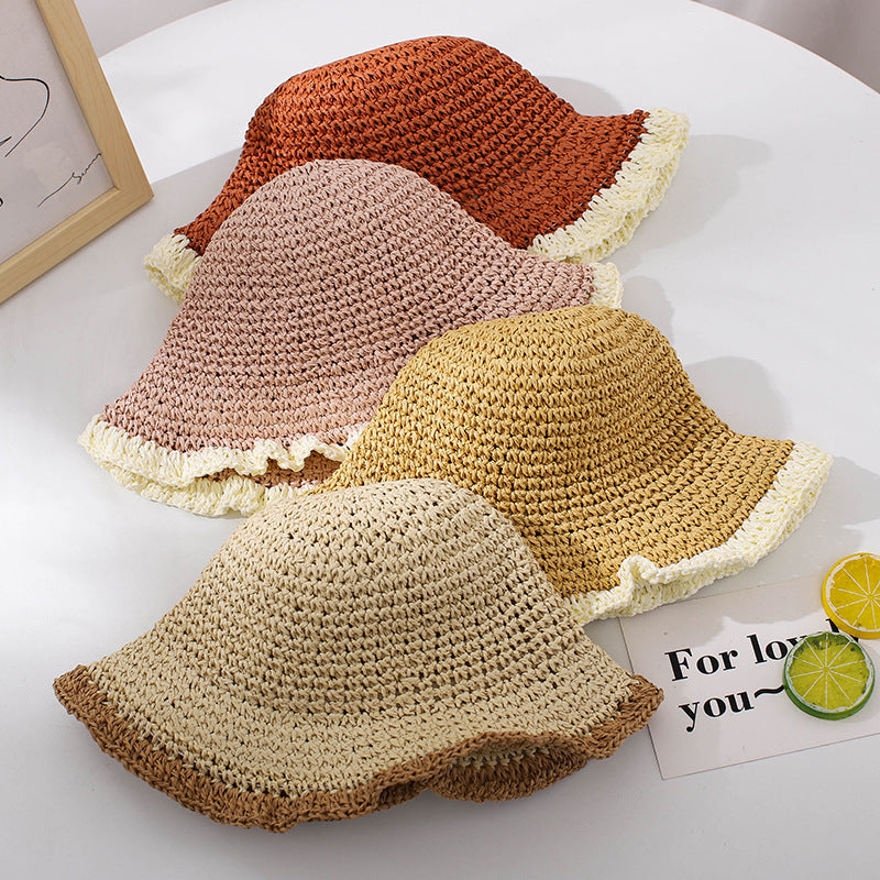 Colorblock Papyrus Foldable Children's Straw Hat