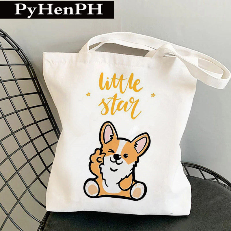 Canvas Tote Milk Tea Printing Shoulder Portable Canvas Bag