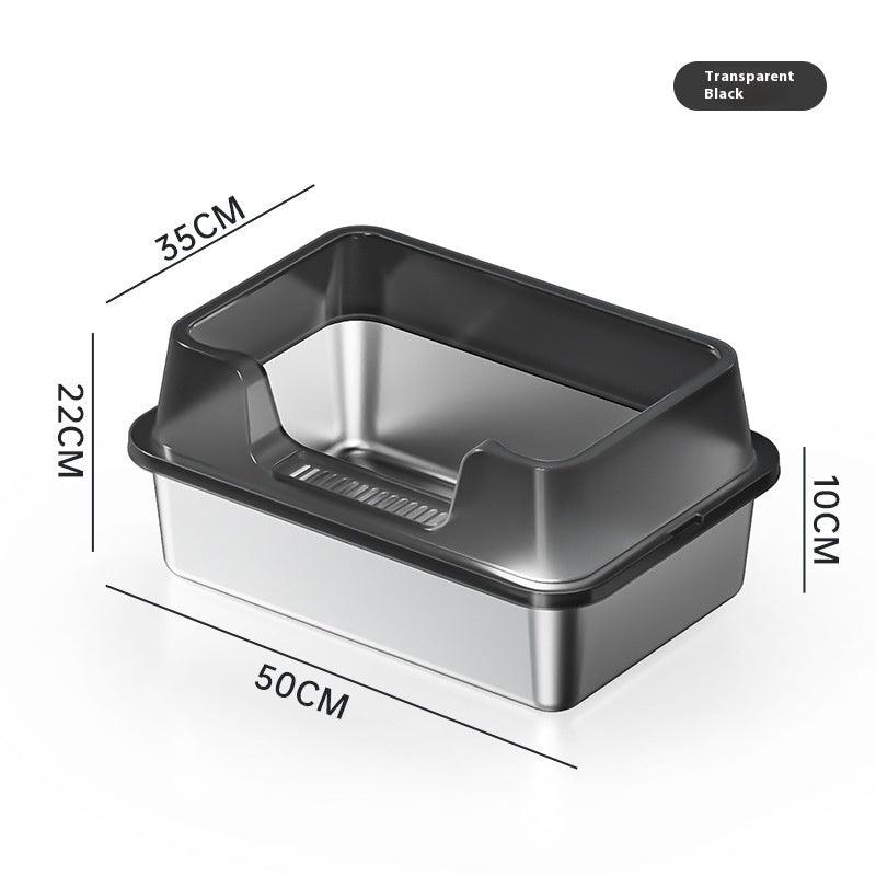 Stainless Steel Litter Box Open Deepening Semi-closed