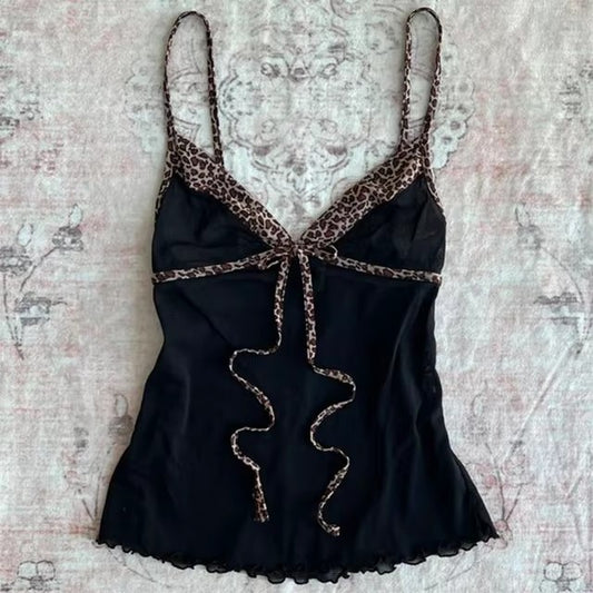Sexy Hot Girl Leopard-print Slim-fit Sling Women's Top