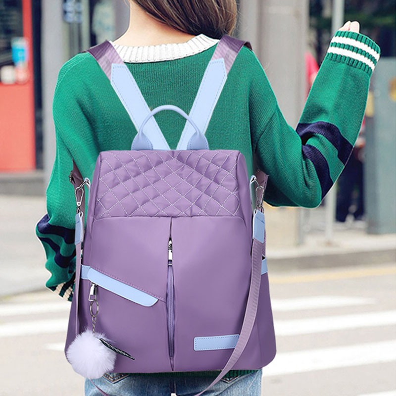 Fashion Casual Oxford Cloth Shoulder Bag Women's Contrast Color Large Capacity Waterproof Backpack