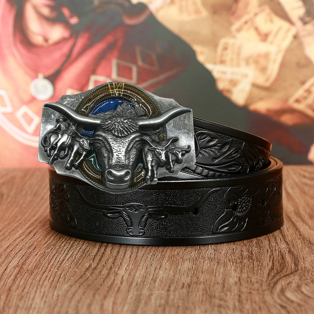 Western Denim Natural Year Cowhide Craft Belt
