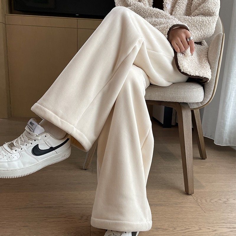 Maternity Pants Vintertøj Lige Smalle Cashmere Brede Ben Bukser Høj Talje Fløjlsfortykkende Varme Fløjlsbukser