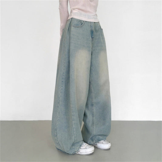Retro High Waist Loose Straight Jeans For Women