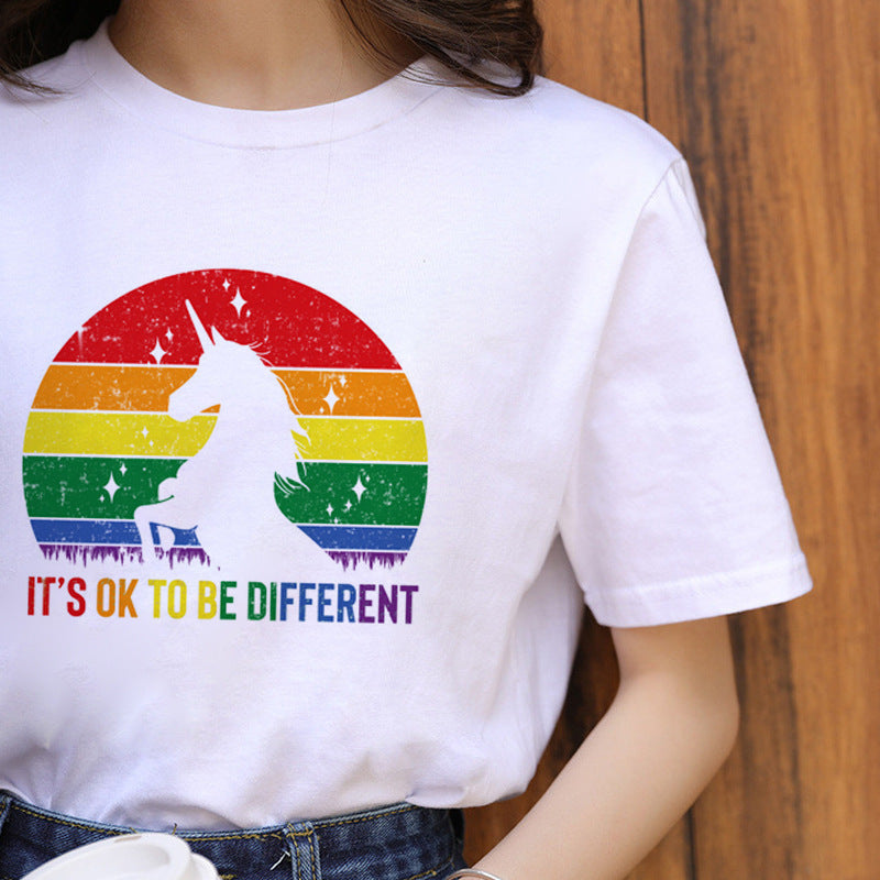 Letter Print Casual Short Sleeve Ladies T-Shirt