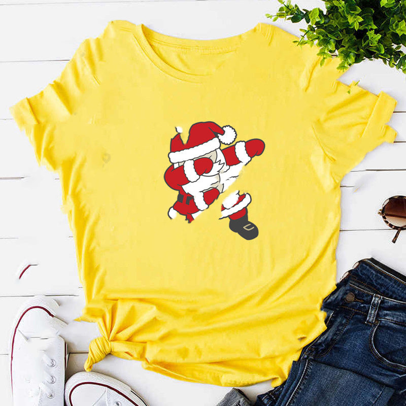 Christmas Santa Elk T-Shirt Couple Short Sleeve