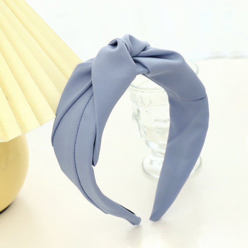 Pure Color Fabric Cross-knotted Headband Temperament Ladies