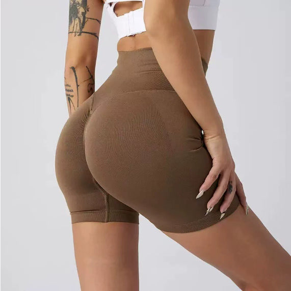 Højtaljede yogashorts Tætsiddende hofte-løftende sømløse hurtigtørrende bukser til sportsfitness
