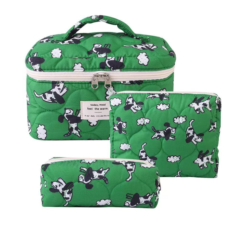 Small Floral Storage Portable Cosmetic Bag Large Capacity