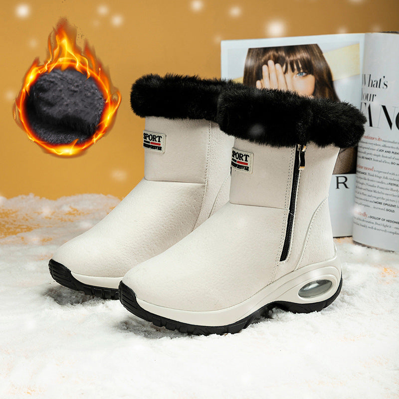 Short Tube Mid Heel Cotton Boots Warm Thick Soled Women's Fashion Boots
