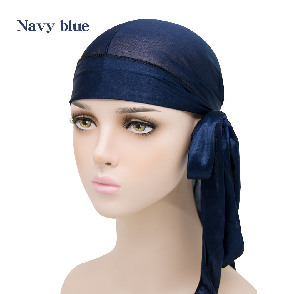 Unisex Satin Hovedbeklædning med Lang Hale  Strækbar Pirathat Og Hip Hop Turban til Mænd Og Kvinder, Elastisk Bandanahue til Kostume Og Mode