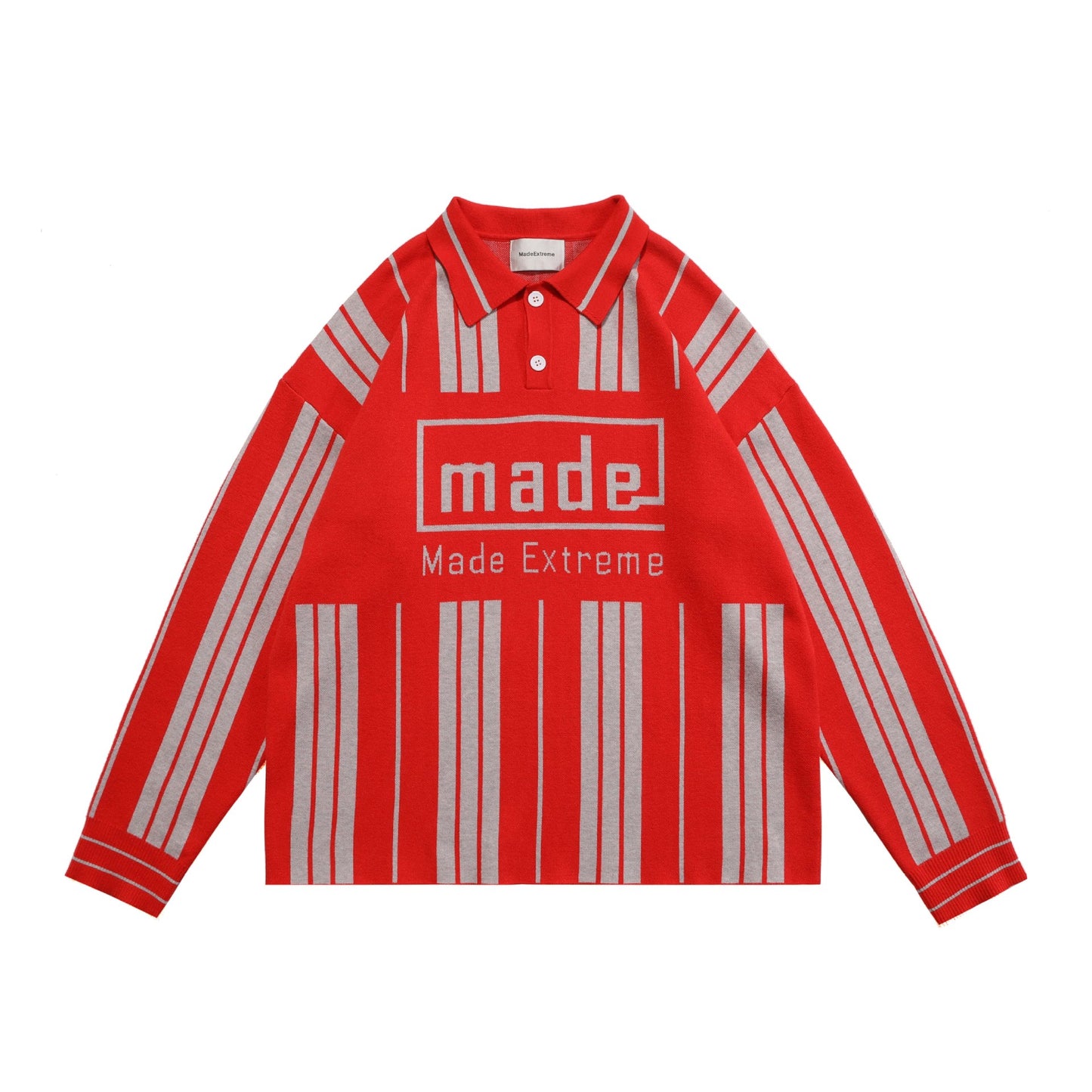 National Tide Knitwear Street Culture Striped Cuban Collar