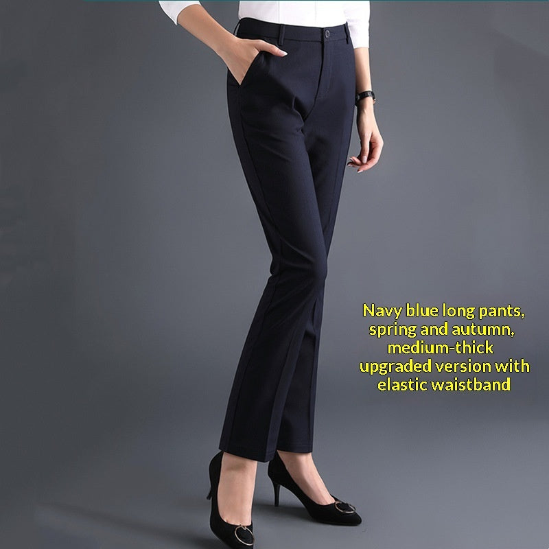 Women's Professional AutumnWinter Thick Fleece High-Waisted Straight Pants