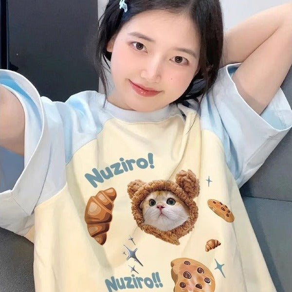 Women's Summer Cartoon Loose Top Cotton T-shirt