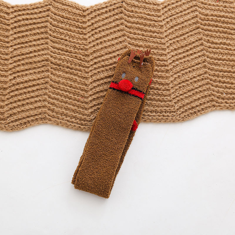 Fall Winter Over The Knee Plus Long Coral Fleece Floor Socks