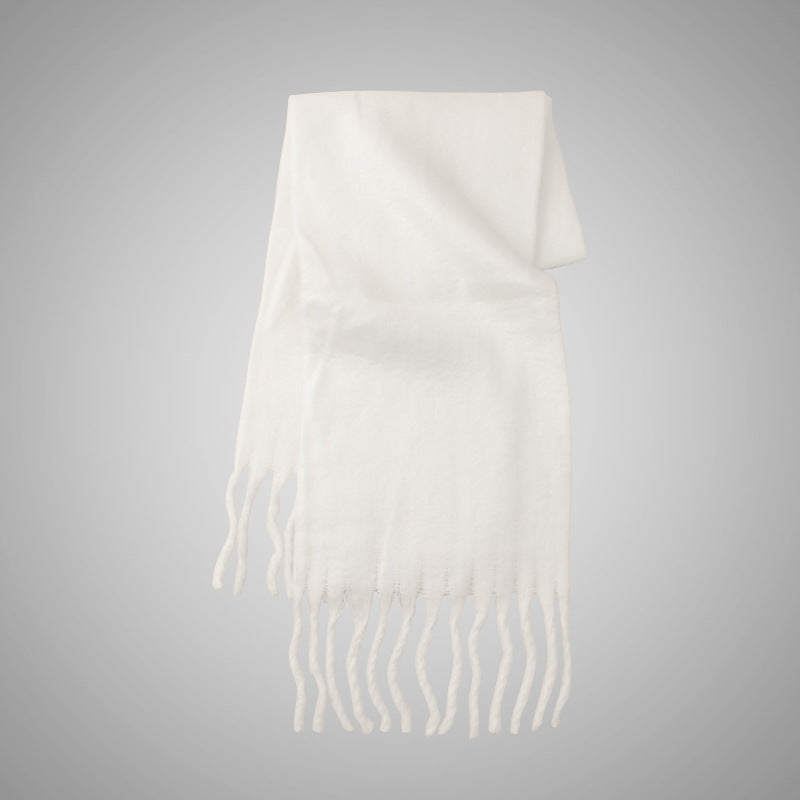 Mohair Casual Stil Blød Fluffy Ensfarvet Varmt Tørklæde