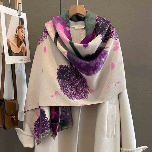 Printed Artificial Cashmere Scarf Women's Thick Windproof Shawl