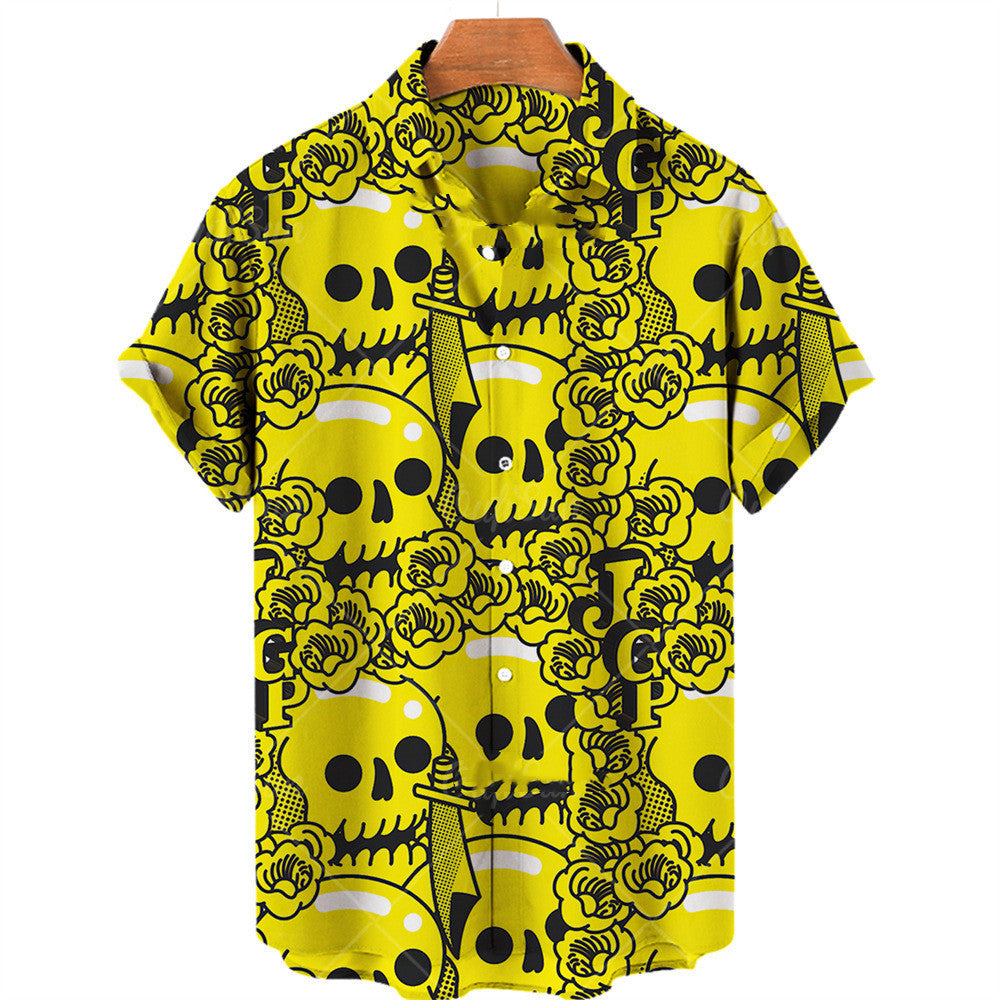 Printed Skull Pattern Casual Shirt Hawaii