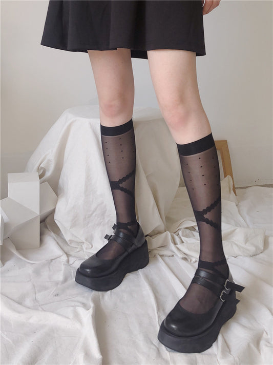 Bowknot Cross Stockings Thin And Cute