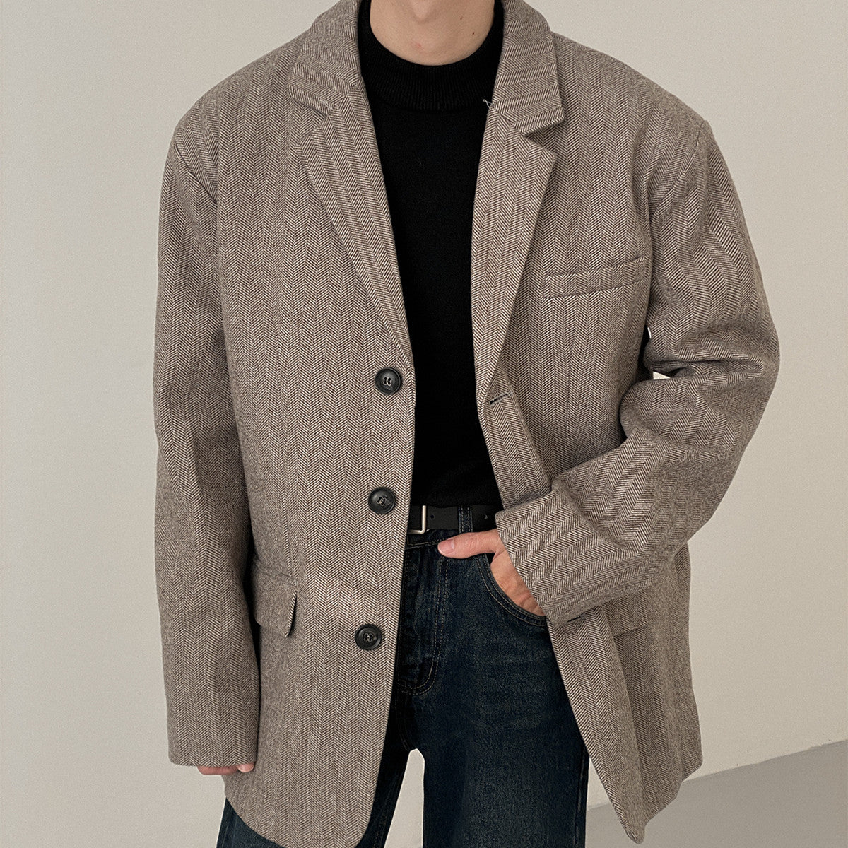 Vintage Hong Kong Style Single Breasted Suit Jacket For Men
