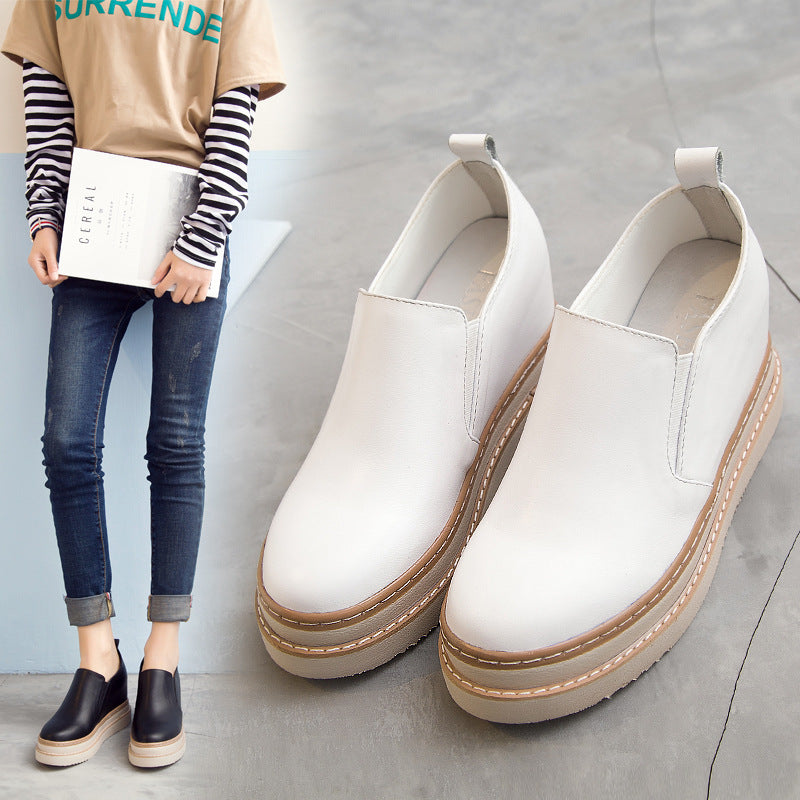 Women's Heel Platform Hollow-out Invisible Elevated White Shoes