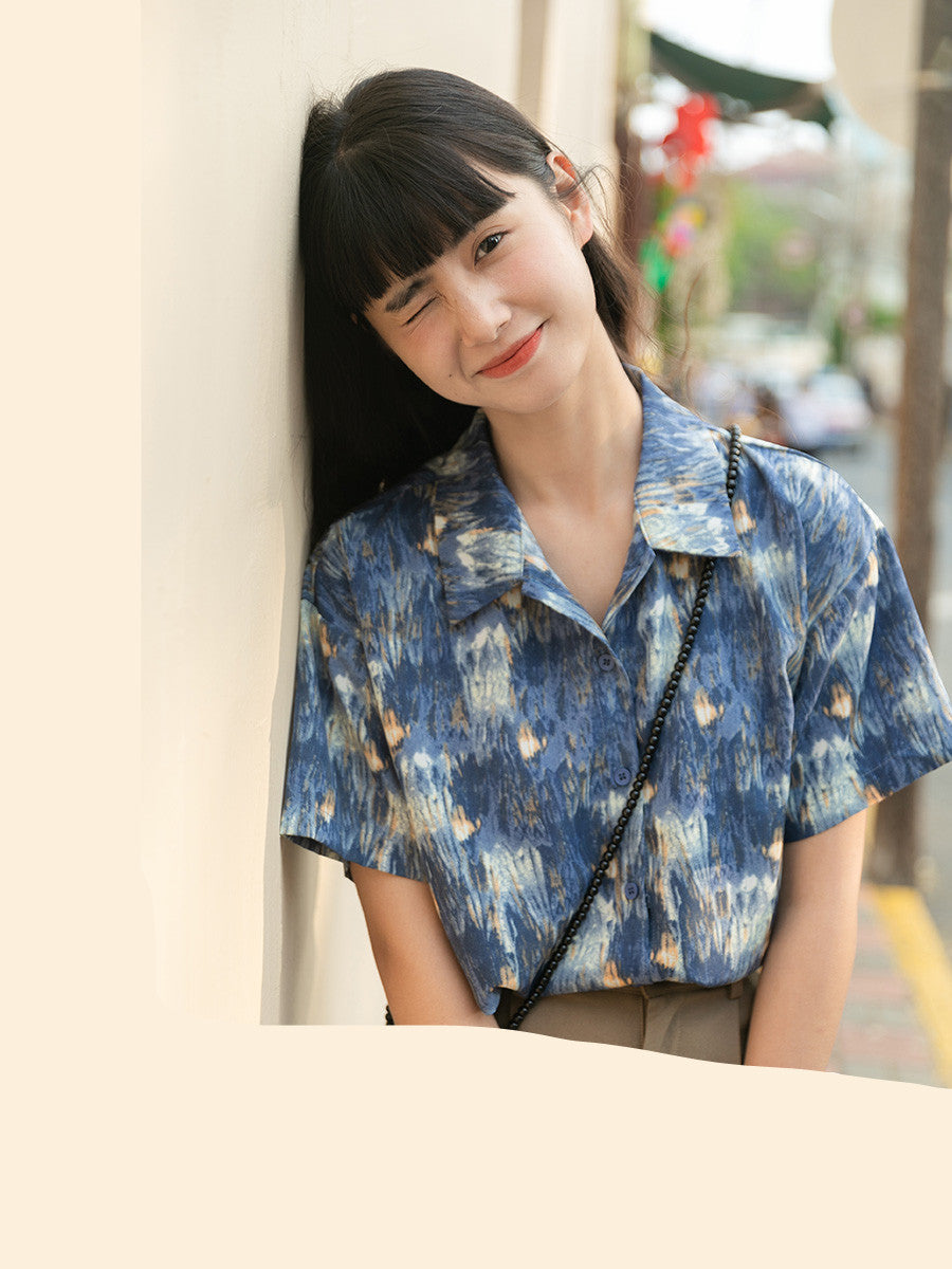 Loose And Slim Korean Style Top Casual Seaside Shirt