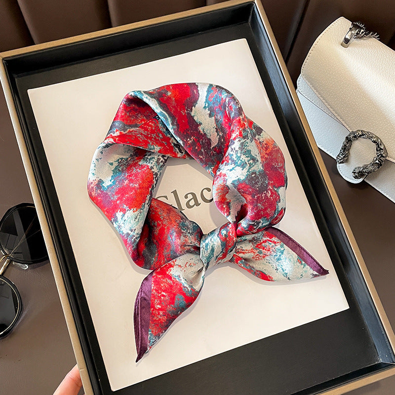 Beige Silk Square Scarf For Womenversatile And Easy To Style