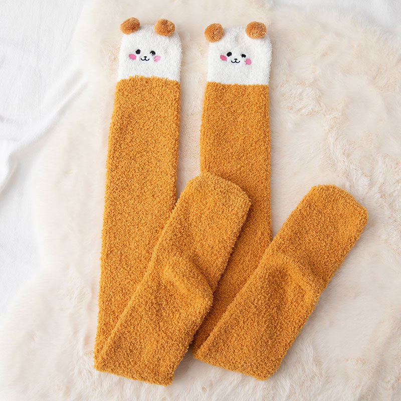 Autumn And Winter Long Coral Velvet Socks Women's Over The Knee Thickened