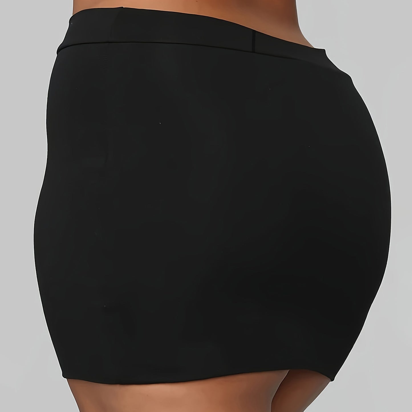 Female Tight Black Plus Size Half Length Skirt