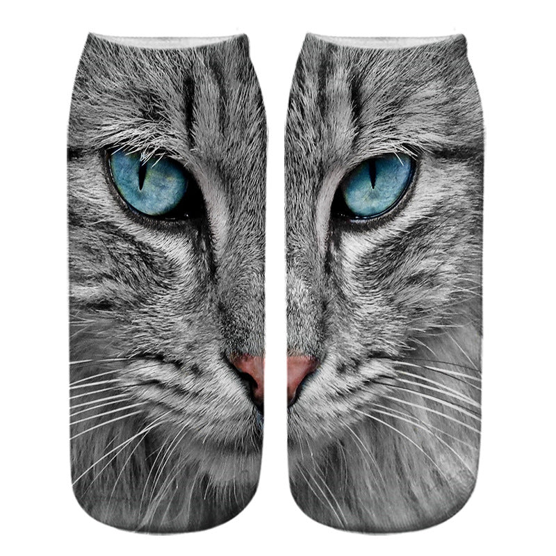 Cat Eye 3D Printing Heat Transfer Short Socks