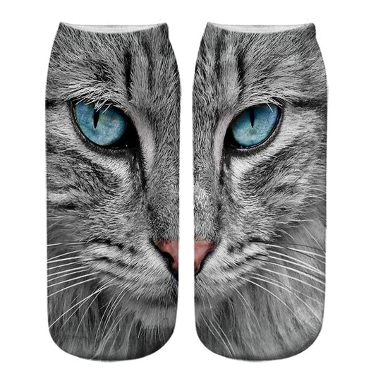 Cat Eye 3D Printing Heat Transfer Short Socks