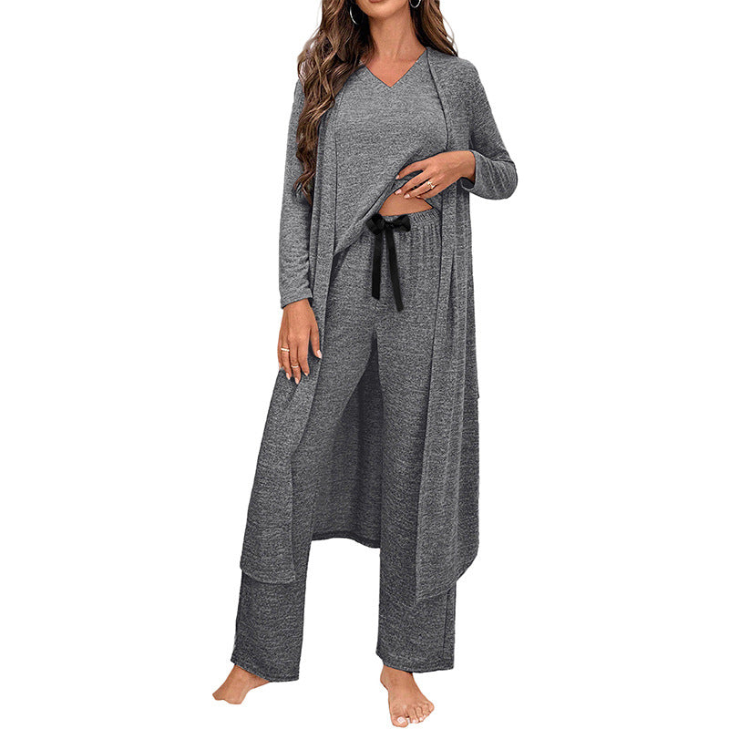 Womens Relaxed-fit Loose-fitting Solid-color Three-piece Set