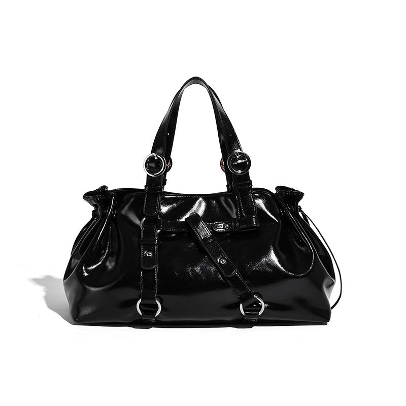Versatile Oil Wax Leather Commuter ShoulderCrossbody Bag