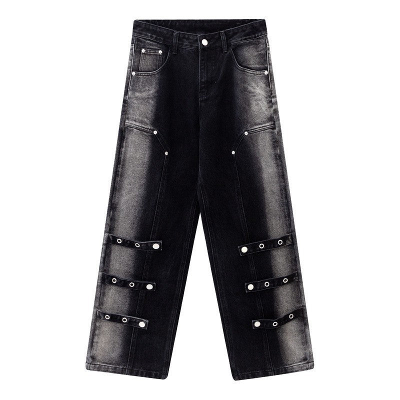 Men's And Women's Same High Street American Monkey Wash Jeans