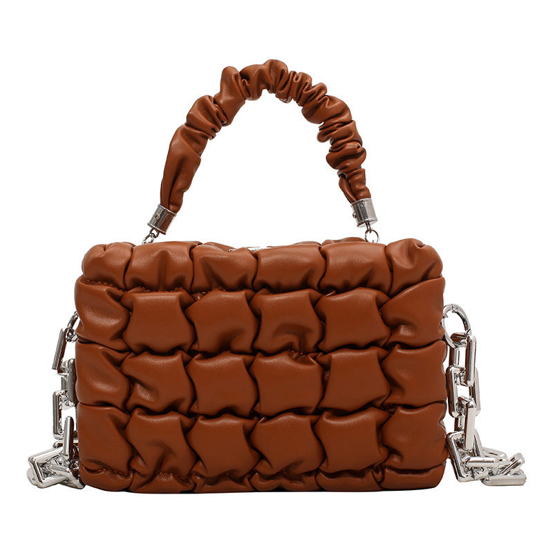 Checkered Fashion Chain Metal Shoulder Bag