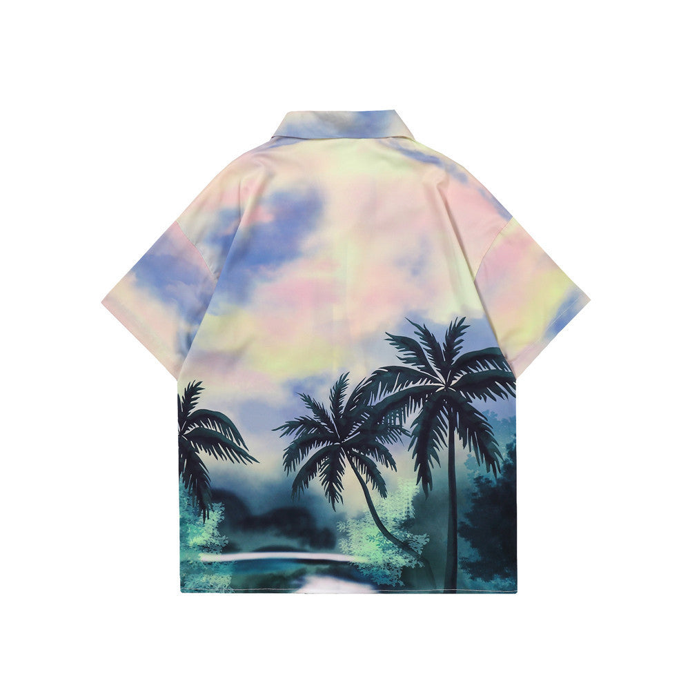 Coconut Landscape Full Print Short Sleeve Shirt Half Sleeve